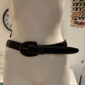 Classic Black Leather Belt with Contrast Stitching